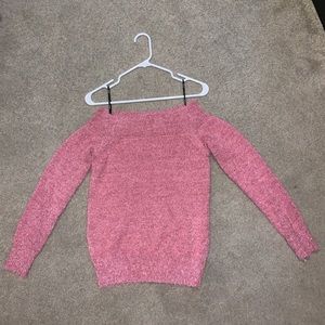 pink off the shoulder sweater